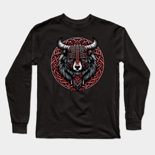 Red And Black Bear Berserker Norse Viking Warrior Long Sleeve T-Shirt